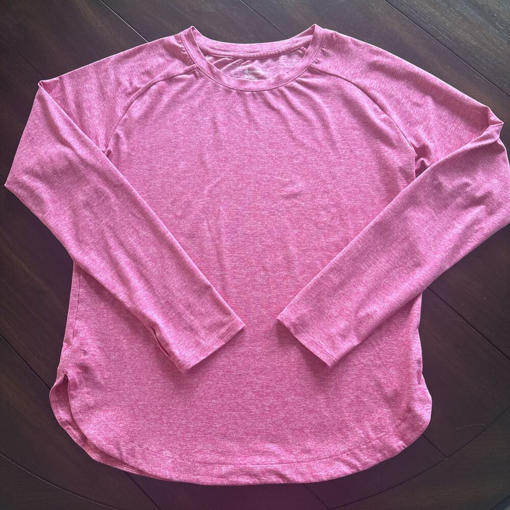 PINK Women’s Medium Members Mark Soft Heather Top Long Sleeve Shirt Round Hem